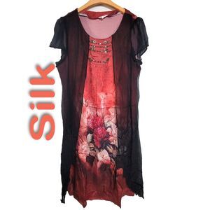 Women's Silk Size M Short Sleeve Satin Tank Dress SCK225